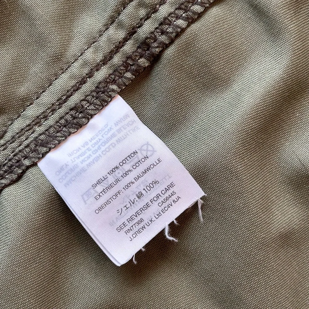 J. Crew Women’s Resin Coated Cotton Twill Jacket in Mossy Brown Size Medium
